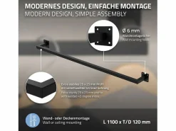 ML-DESIGN 2x Perchero de pared para vestidor/armario barra para ropa/toallas110x12cm Negro Outlet