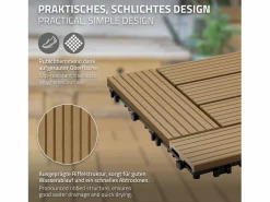 ECD Germany Terraza|22xWPC baldosas para terraza mosaico 30x30cm teca 2m²