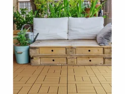 ECD Germany Terraza|22xWPC baldosas para terraza mosaico 30x30cm teca 2m²