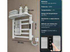 Yoevu - Toallero eléctrico Wi-Fi 100W , pantalla LCD táctil, contro WIFI y Alexa Blanco Clearance