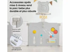 DripeX Mueble De Bebé|Yoleo Parque de bebés plegable 8+2 paneles, portal de barrera de seguridad con cesta de baloncesto, actividades de seguridad para parques infantiles, plástico,