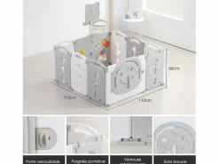 DripeX Mueble De Bebé|Yoleo Parque de bebés plegable 8+2 paneles, portal de barrera de seguridad con cesta de baloncesto, actividades de seguridad para parques infantiles, plástico,