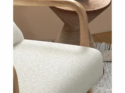 Moloo ZACK-Sillón en tejido Curly Ecru y madera natural Beige New