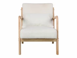 Moloo ZACK-Sillón en tejido Curly Ecru y madera natural Beige New