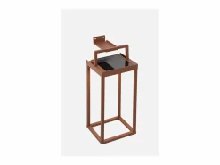 Zafferano - Farol solar para el hogar de 2 LED, 37,3 cm, lámpara de pared y mesa de 2 W con batería y sensor crepuscular - Corten Marru00f3n Outlet