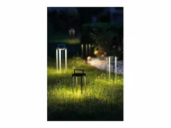Zafferano - Farol solar para el hogar con 2 LED, 37,3 cm, lámpara de pared y mesa de 2 W a batería con sensor crepuscular, color salvia^ Hot