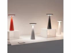 Zafferano Damina - Lámpara de mesa LED recargable, regulador táctil, 8 h de duración de la batería, IP65 - Inalámbrica, acabado en aluminio^ Sale