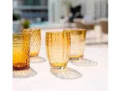Zafferano Perle Amber Glass - Vidrio de color soplado a boca, 32 cl, hecho a mano - Juego de 2 vasos hechos a mano para agua o cócteles^ New