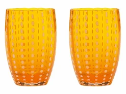 Zafferano Perle Glass mix colours 1 - Vidrio coloreado soplado, 32 cl, hecho a mano - Juego de 6 vasos artesanales para agua o cócteles^ Outlet