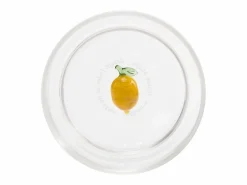 Vaso|Zafferano Teca Frutta - Juego de 6 Vasos de Vidrio Borosilicato con Limón - Vaso de 35 cl Doble Fondo Decorado a Mano, Fácilmente Lavable