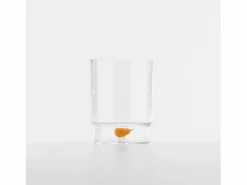 Zafferano Teca Frutta - Juego de 6 Vasos de Vidrio Borosilicato con Pera - Vaso de 35 cl con Doble Fondo Decorado a Mano, Fácilmente Lavable Transparente Sale
