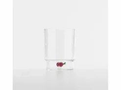 Zafferano Teca Frutta - Juego de 6 Vasos de Vidrio Borosilicato con Cerezas - Vaso de 35 cl con Doble Fondo Decorado a Mano, Fácilmente Lavable^ Discount