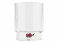 Vaso|Zafferano Teca Frutta Mix - Juego de 6 Vasos de Vidrio Borosilicato con Fruta - Vaso de 35 cl con Doble Fondo Decorado a Mano, Fácilmente Lavable