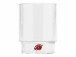 Vaso|Zafferano Teca Frutta Mix - Juego de 6 Vasos de Vidrio Borosilicato con Fruta - Vaso de 35 cl con Doble Fondo Decorado a Mano, Fácilmente Lavable