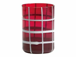Zafferano Twiddle - Juego de 6 vasos de vidrio soplado de colores, 35 cl - Vasos artesanales con decoración blanca, aptos para lavavajillas Transparente Sale