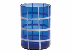 Zafferano Twiddle - Juego de 6 vasos de vidrio soplado de colores, 35 cl - Vasos artesanales con decoración blanca, aptos para lavavajillas Transparente Sale