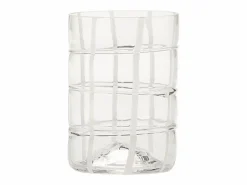 Zafferano Twiddle - Juego de 6 vasos de vidrio soplado de colores, 35 cl - Vasos artesanales con decoración blanca, aptos para lavavajillas Transparente Sale