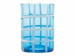 Zafferano Twiddle - Juego de 6 vasos de vidrio soplado de colores, 35 cl - Vasos artesanales con decoración blanca, aptos para lavavajillas Transparente Sale