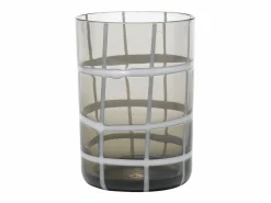Zafferano Twiddle - Juego de 6 vasos de vidrio soplado de colores, 35 cl - Vasos artesanales con decoración blanca, aptos para lavavajillas Transparente Sale