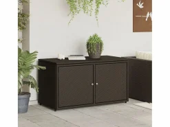 Zandar Armario de almacenaje de jardín ratán PE marrón 110x55x60,5 cm^Garden Furniture Clearance