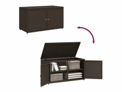 Zandar Armario de almacenaje de jardín ratán PE marrón 110x55x60,5 cm^Garden Furniture Clearance