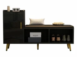 Merax Zapatero - 120 x 35 x 71,5 cm - con asiento tapizado + espacio de almacenaje - aglomerado - Negro Discount