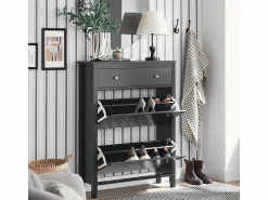 Sobuy Zapatero|Mueble De Almacenaje|Zapatero 2 Solapas Armario de Entrada Zapatero con cajón grande 80 x 25 x 108 cm FSR89-SCH ES