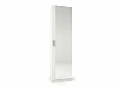 duehome Zapatero alto de 1 puerta con espejo en blanco brillo 180x50 cm Roma Blanco Brillo Gris Online