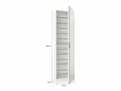 duehome Zapatero alto de 1 puerta con espejo en blanco brillo 180x50 cm Roma Blanco Brillo Gris Online