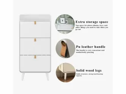 Zapatero|Mueble De Almacenaje|Zapatero - Zapatero con 3 cajones plegables y compartimento superior - para entrada y dormitorio