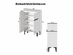 Hauss Spole Zapatero|Mueble De Almacenaje|Zapatero con 2 puertas - estantes regulables 60 × 34,5 x 95 cm