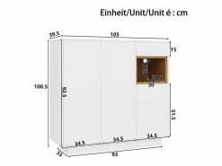 Zapatero con iluminación LED - Zapatero de 3 puertas y 1 cajón - Estantes regulables Blanco Online