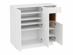 Zapatero con iluminación LED - Zapatero de 3 puertas y 1 cajón - Estantes regulables Blanco Online