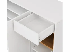 Zapatero con iluminación LED - Zapatero de 3 puertas y 1 cajón - Estantes regulables Blanco Online