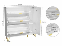 Zapatero de 3 puertas abatibles y 1 puerta, con estantes regulables, 110 x 24 x 118,5 cm^ New