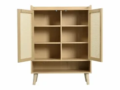OKWISH Zapatero color natural con 2 puertas de ratán, tiradores y patas de madera Color natural claro Hot