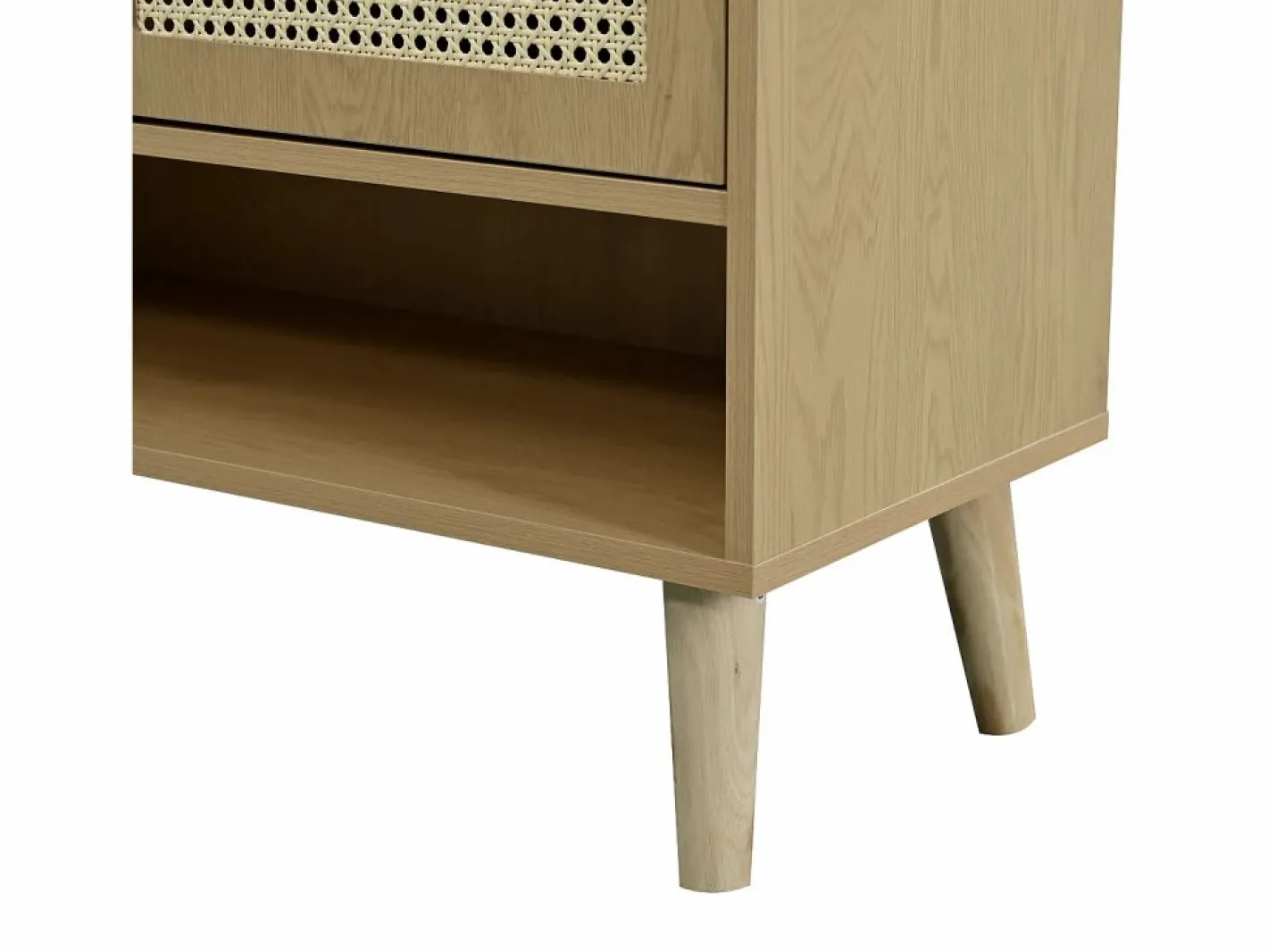 OKWISH Zapatero color natural con 2 puertas de ratán, tiradores y patas de madera Color natural claro Hot