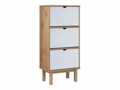 Zapatero con 3 cajones Madera de pino marrón y Blanco Best