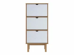 Zapatero con 3 cajones Madera de pino marrón y Blanco Best
