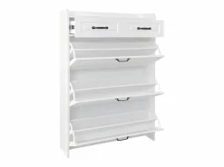 Zapatero con 2 cajones y 3 puertas - Tiradores negros - Madera blanca^Hauss Spole Hot
