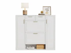 Hauss Spole Zapatero con 2 cajones y 4 puertas - 120x24x107 cm Blanco Online