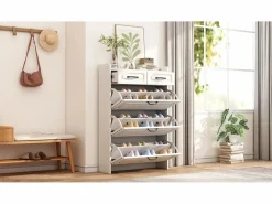 Merax Zapatero|Mueble De Almacenaje|Zapatero con 3 puertas + 2 cajones - zapatero - 80 x 23 x 131 cm - aglomerado -