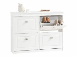 Sobuy Zapatero|Mueble De Almacenaje|Zapatero con 4 Puertas Organizador para Zapatos 105 x 24 x 83 cm FSR79-W ES