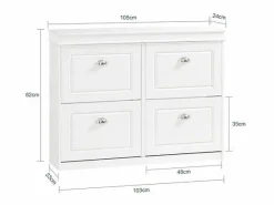 Sobuy Zapatero|Mueble De Almacenaje|Zapatero con 4 Puertas Organizador para Zapatos 105 x 24 x 83 cm FSR79-W ES