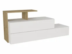 Zapatero con 2 puertas y 1 estante - Blanco y Natural - DAVISTA^Vente-unique Sale