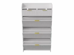 Zapatero con 3 puertas y 2 cajones, estante zapatero basculante, 77 x 24 x 133,5 cm, Blanco Outlet