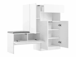Zapatero|Mueble De Almacenaje|Zapatero con asiento acolchado - 3 puertas, 1 cajón - almacenamiento abierto -