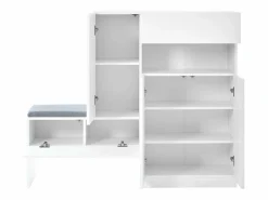 Zapatero|Mueble De Almacenaje|Zapatero con asiento acolchado - 3 puertas, 1 cajón - almacenamiento abierto -