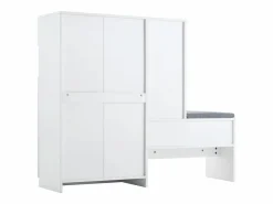Zapatero|Mueble De Almacenaje|Zapatero con asiento acolchado - 3 puertas, 1 cajón - almacenamiento abierto -