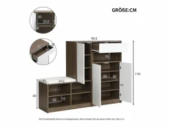 Zapatero con banco para zapatos, 3 puertas y 1 cajón, madera y - para recibidores^OKWISH